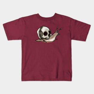 Snail and Skull Shell Tattoo Style Art Kids T-Shirt